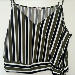 Green/White/Black Striped Tank Top - Size L